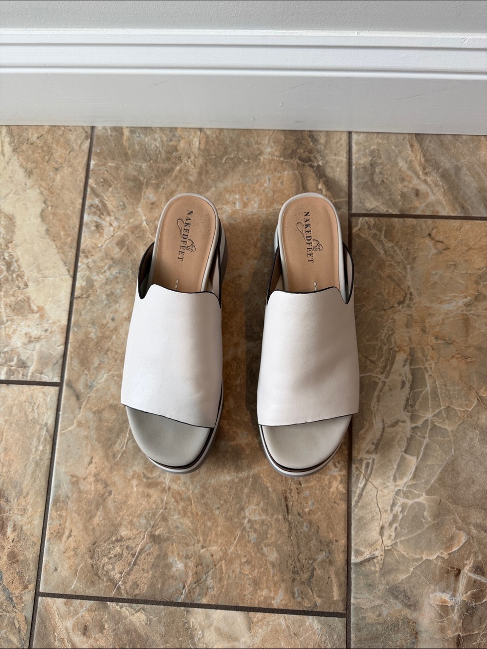 Naked Feet Light Gray Platform Slide Mules - Picture 3 of 5